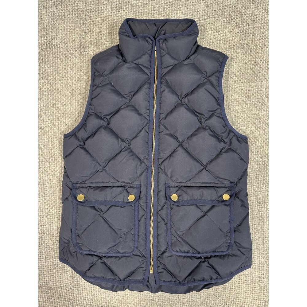 J Crew Vest Womens PXS Excursion Quilted Down Puffer E1013 Flap Pockets